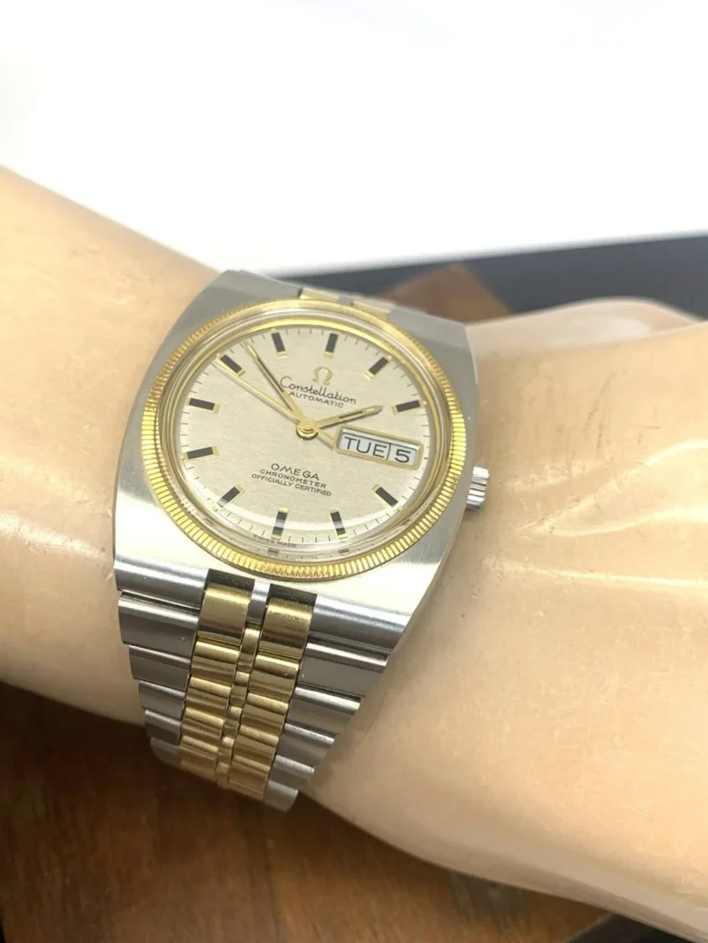 Omega 168.045 Mens Watch 751 Vintage 70's Swiss Automatic Day Date Two Tone 36mm